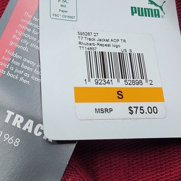 Puma T7 Track Jacket Rhubarb Repeat Logo Full Zip NWT Size S - Picture 12 of 13